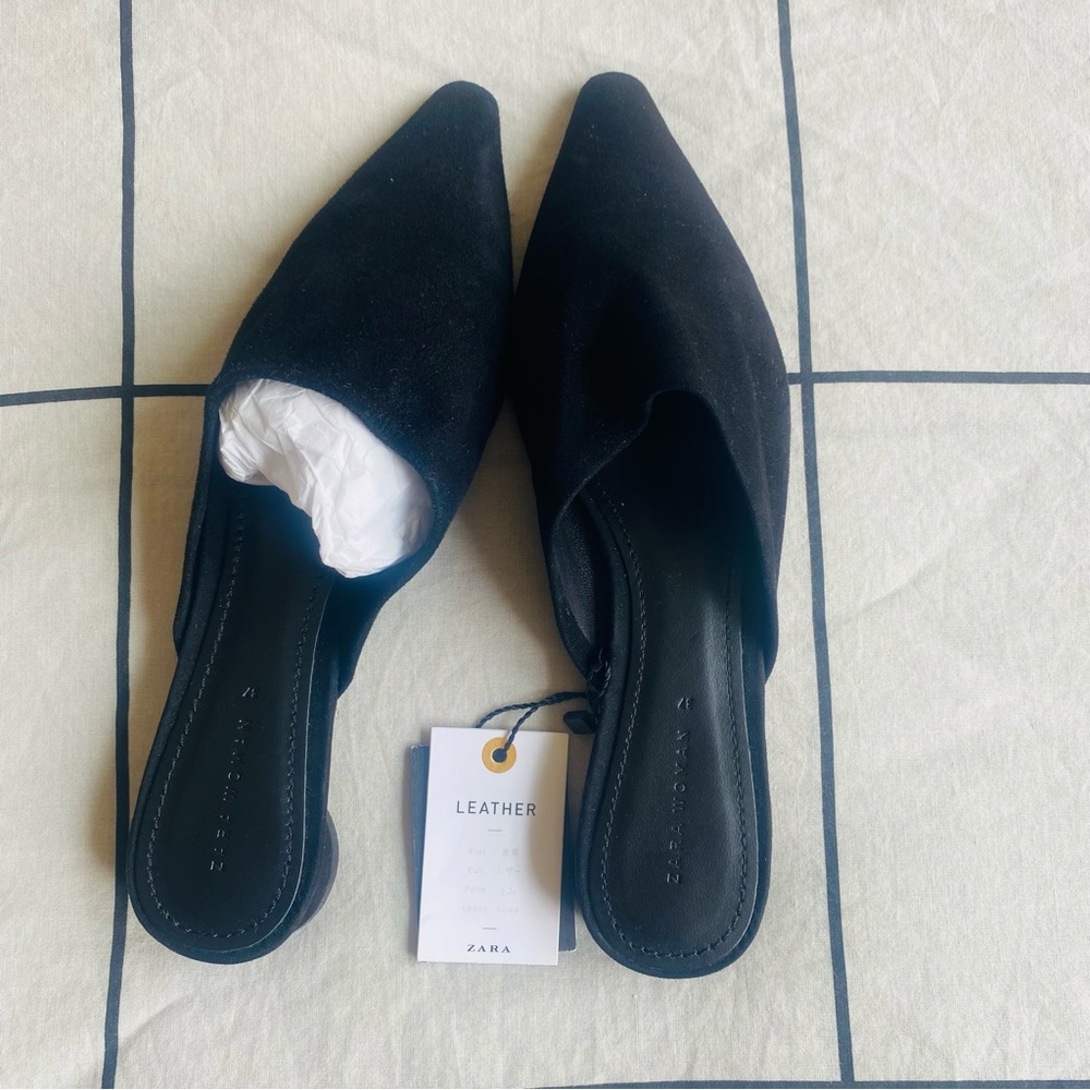 Zara suede leather mules size 37 NWT